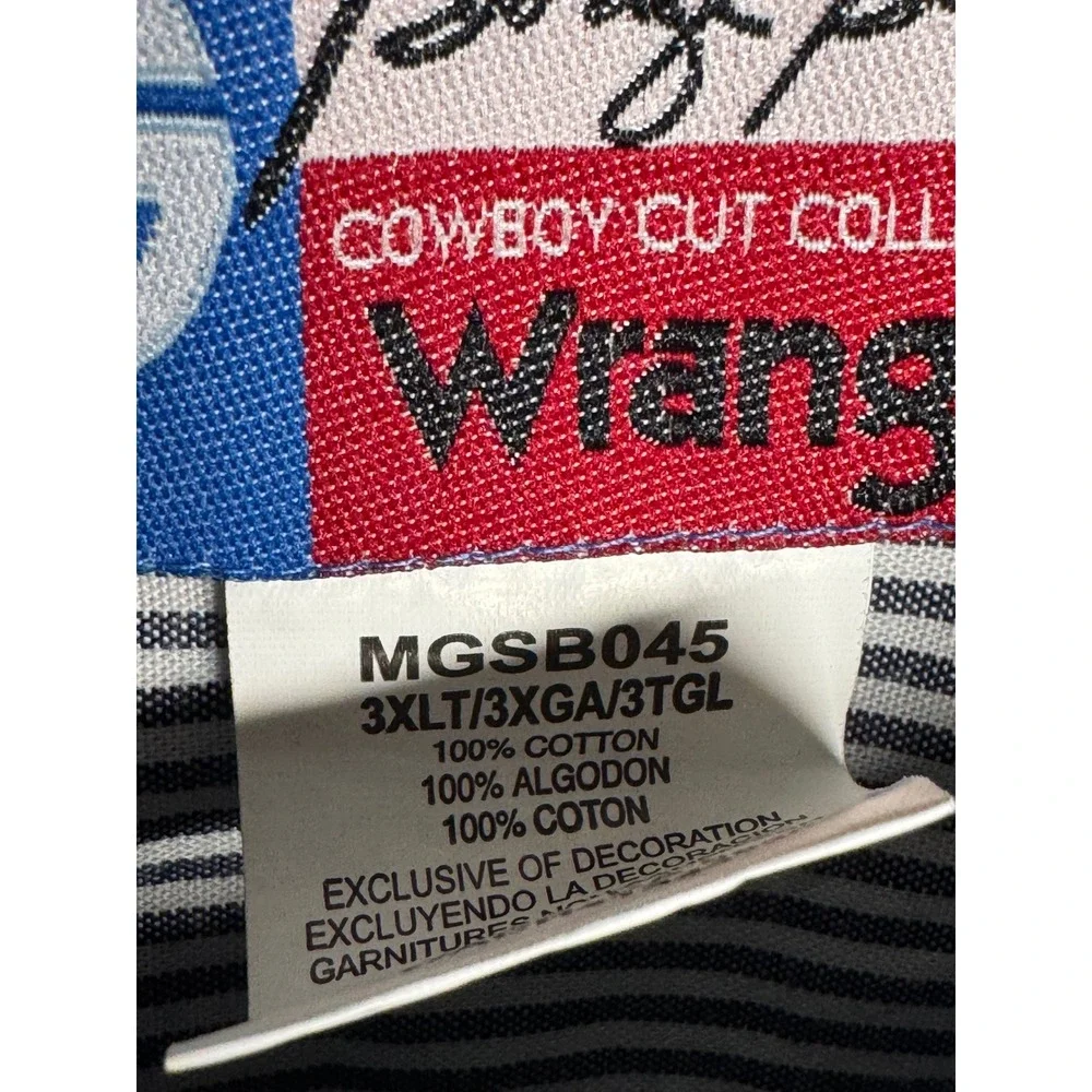 Wrangler George Strait Cowboy Cut Blue Plaid Western Shirt 3XLT MGSB045